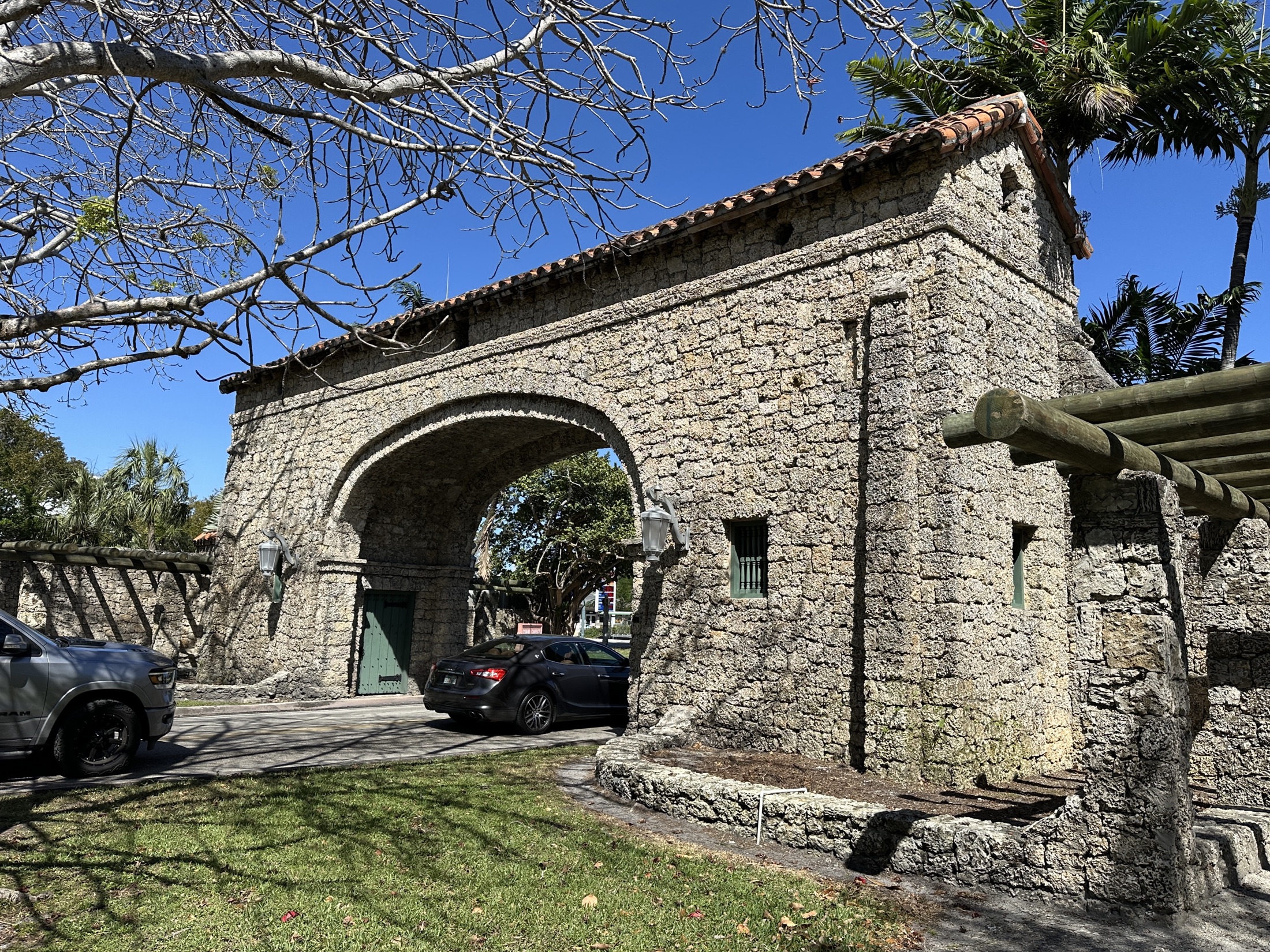 Historic coral rock entrance gate, Coral Gables